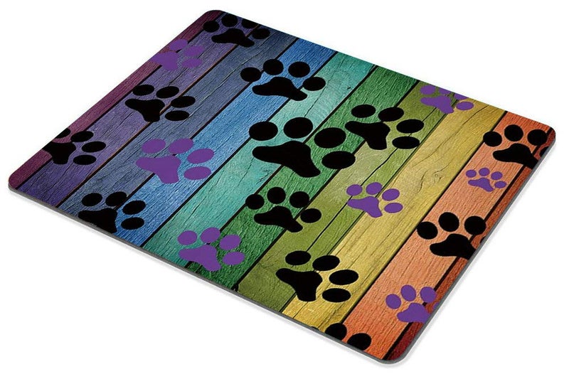 Smooffly Mousepad Rustic Rainbow Woodgrain Black and Purple Dog Paw Personality Desings Gaming Mouse Pad 9.5 X 7.9 Inch (240mmX200mmX3mm) - Image 4